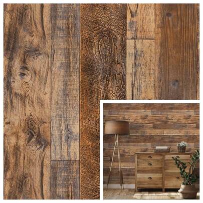 1 Cuộn Giấy Dán Tường Tự Dẹp Vân Gỗ Cổ Điển, Phong Cách Đồng Quê Mỹ, Giấy Dán Tường Trang Trí Cầu Thang, Phòng Khách, Nhà Bếp, Giấy Dán Tường Ván Gỗ Cổ Có Thể Dán Trực Tiếp, Giấy Dán Tường Vân Gỗ Cổ Điển với Họa Tiết Vân Gỗ Phong Cách Đồng Quê.