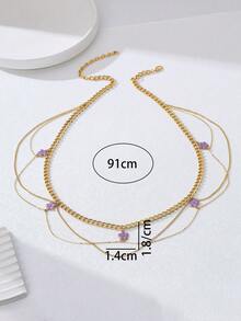 Summer Fashion Purple Flower Multi-Layer Waist Chain, Sweet & Cool Body Chain, Versatile Niche Jewelry Gift For Women - Purple - View 4