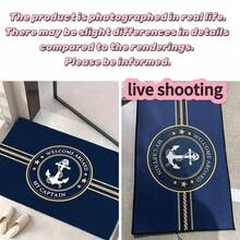 1pc, [Nautical Door Mat] Nautical Anchor Door Mat | Welcome Aboard, Machine Washable Entry Mat, Suitable For Home And Boat Decor, Perfect For Bathroom, Laundry Room, Kitchen - Essential Home And Room Decor - Multicolor - View 3