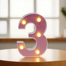 1个16厘米/6.3英寸玫瑰金LED发光字母灯，电池供电，闪烁字母灯，适用于婚礼、求婚、生日派对、周年纪念、节日装饰、桌面装饰、字母照明、卧室夜灯 - 深粉紅色 - 查看 20