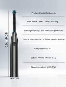 Electric Toothbrush 5 Modes Rechargeable Waterproof With 4 Brush Heads Deep Cleaning Soft Bristles For Sensitive Teeth Home Travel Oral Care - Multicolor - View 9