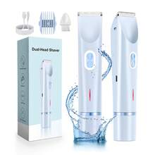 二合一女士电动剃须刀和比基尼修剪器，IPX7防水陶瓷刀片，Type-C充电，适用于面部、腋下、腿部、手臂和私处毛发修剪 - 多色 - 查看 13