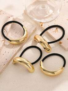 4 piezas Elegantes Sujetadores de Pelo de Metal, Scrunchies de Pelo de Lujo para Mujeres, Accesorios de Pelo Minimalistas, Sujetadores de Pelo Elásticos de Metal Lisos de Moda Retro, Regalo del Día de San Valentín, Sujetadores de Cola de Caballo, Lazos de Pelo, Bandas Elásticas para el Pelo, Accesorios de Pelo, Gimnasio, Baño, Suministros de Belleza - Dorado - Ver 11