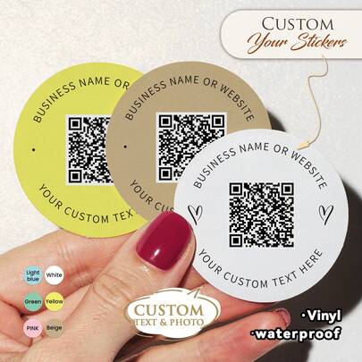 Nhãn dán mã QR tùy chỉnh 4-26cm, nhãn dán cá nhân hóa có mã QR và văn bản, phù hợp cho kinh doanh, quà tặng tiệc tùng, nhà hàng, quán cà phê, nhãn bao bì lý tưởng cho các nhà bán lẻ, nhãn dán mã QR kinh doanh xã hội tùy chỉnh