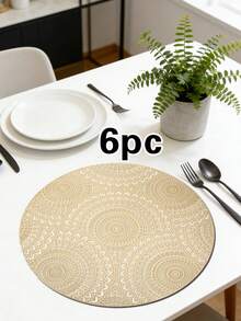 1/4/6pcs Faux Mechanical Gear PVC Gold Foil Placemats, Hotel Restaurant Decor Heat Insulation Non-Slip Table Mats, Suitable For Wedding Party, Christmas, Valentine's Day, Holiday Celebration, Picnic, Birthday Banquet Table Decoration - Multicolor - View 20