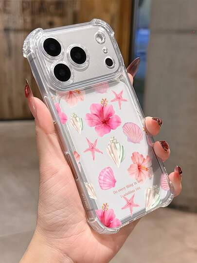 1个创意粉色海洋贝壳透明边角防摔高屏手机壳，兼容苹果17 Pro Max/ 9 Pro XL/ Smart 8/ Hot 40i/ Spark 20/ Spark 20C/ Spark Go 2024/ Moto G84/ Honor X9b/ Galaxy S26 S25 S24 Ultra S24 Plus S24 FE S23 S22 S21 S20 A73 A72 A70 A55 A54 A53 A52 A50 A30 A42 A35 A34 A33 A25 A24 A20 A30 A15 A17