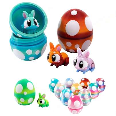 旋转彩色兔子彩蛋装饰套装 - 多色球形兔子造型装饰品，适用于桌面装饰、复活节装饰、情人节、生日派对礼物，独特礼品填充物。创意礼品。（颜色和位置随机）