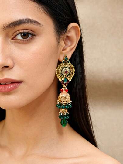 1 par de pendientes elegantes y vintage con campana, adecuados para bodas y fiestas