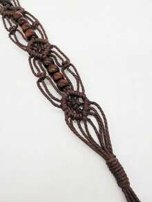 Hollow Out Woven Rhombus Pattern Polyester Belt, Versatile For All Seasons Summer, School Fall, Autumn, Halloween - A - View 3