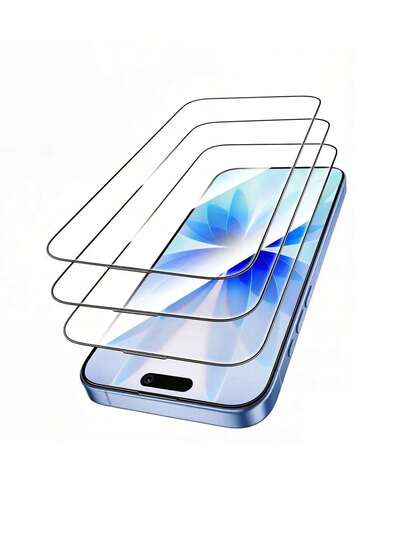 适用于 16/16 Plus/17 Air/13/15/14 Pro/14 Pro Max/17 Pro Max/11 Mi/12 Mi/11 Pro 的钢化玻璃三片装屏幕保护膜，9 级硬度，防刮高清屏幕保护膜，高透光率，母亲节礼物，送给家人和朋友的最佳礼物，[9H+ 硬度] [军规级防摔] [触控灵敏] [易于安装] 春季周年纪念礼物