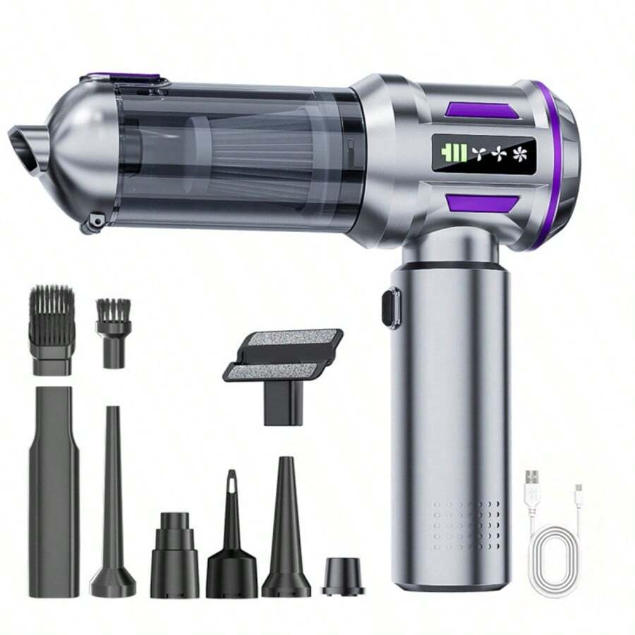 Handheld Vacuum Cleaner, 3-Speed Adjustable, USB Rechargeable, Modern Vacuum Cleaner Design | Durable Plastic Body, Suitable For Car, Home, Sofa, Keyboard And Pet Hair Cleaning