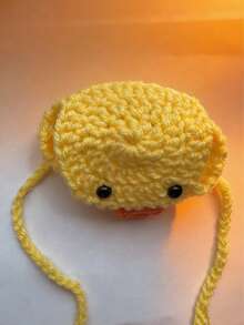1 Handmade Crocheted Pet Hat, Yellow Duck Style Adjustable - Yellow - View 4