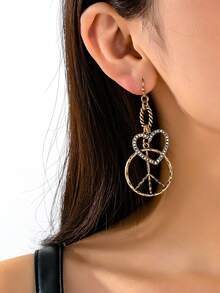 1 Pair Fashionable Bohemian Style Vintage Diamond Heart Earrings - Multicolor - View 6