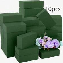 Bloque de espuma floral cuadrado de 14 cm x 8 cm x 4,5 cm, adecuado para flores frescas y manualidades con flores artificiales - Verde - Ver 11