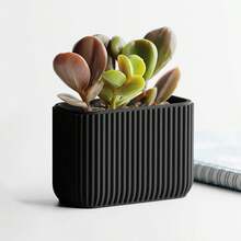 ORIZZONTE 2er-Set Schreibtisch-Organizer mit Stifthalter und Blumentopf – Modernes, minimalistisches Design mit vertikaler Streifenstruktur – Vielseitiger Behälter für Büro, Zuhause und Dekoration – 100 % Made in Italy, Versand aus Italien - Schwarz - Übersicht 5