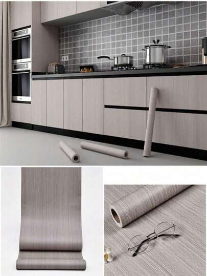 1 Roll Adopts Light Gray / Dark Gray Wood Grain / Delicate Plain Grain Design, With Modern Industrial Style And High-End Wallpaper, Sticky On The Back, Self-Adhesive Wallpaper When You Tear The Film, Wardrobe Inner Wall, Cabinet Interior, Shoe Cabinet, Desk Side, Bedside Table, Home Decoration, Idle Furniture Color Change, Low-Cost Completion Of The Whole House Soft Decoration Upgrade, Room Decoration
