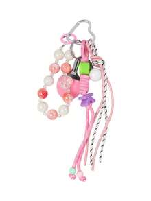 Móc khóa dây bện Dopamine Fashion Accessory với hạt chữ cái và mặt dây chuyền hình quả bóng bàn, phụ kiện trang trí túi xách cá nhân hóa. - Nhiều màu - Xem 6
