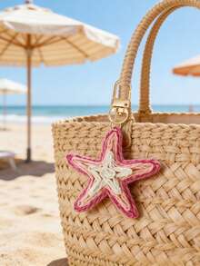 Ciondolo in paglia intrecciata dai colori vivaci, nuovo ciondolo a forma di stella marina in stile vacanza, ciondolo portachiavi a forma di stella marina dal temperamento elegante in colori chiari e scuri, adatto per vacanze al mare, viaggi in riva al mare, accessori a tema spiaggia e vacanza, elemento decorativo essenziale personalizzato per abbigliamento primaverile ed estivo - Multicolore - Visualizzare 4