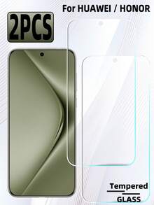 白色钢化玻璃屏幕保护膜 2片装 高清钢化玻璃屏幕保护膜，兼容荣耀手机，高硬度，防刮花，防油污，防指纹，支持指纹解锁，无白边，无气泡，易于安装，兼容手机壳 春季礼物 - 無色 - 查看 59