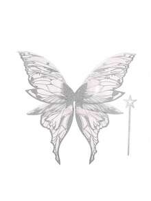 2件套仙女翅膀和星星魔杖，适合各种节日派对 - 彩色 - 查看 24