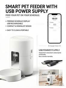 1个全新USB供电智能宠物喂食器，67盎司大容量，支持2.4GHz WiFi，APP控制，时尚创新设计，适用于猫狗的宠物用品 - 2公升 - 查看 9