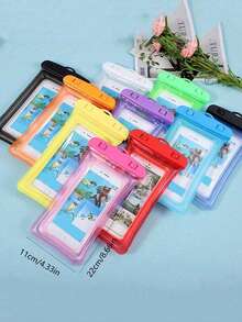 1PC/2PCS Universal Touch Sensitive Waterproof Phone Pouch Luminous Swimming With Adjustable Lanyard For Travel School Accessories Back To School - Multicolor - View 11