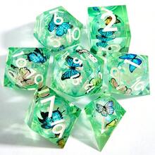7pcs Butterfly Themed Dice Set - Rainbow Liquid-Filled Multi-Faceted Polyhedral Dice, Ideal For MTG Pathfinder And Tabletop RPG Games - Multicolor - View 9