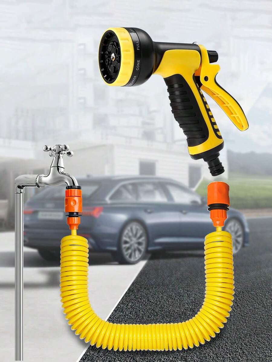 Máy rửa xe hơi Magic Garden EVA Spring Fube, Súng phun nước tạo bọt áp lực cao, Dụng cụ tưới cỏ và tưới cây GOUN HOSE/EVA Spring Butler Ống tưới chống đông, chống mài mòn cho rửa xe và tưới hoa, Dụng cụ thiết yếu cho vườn nhà