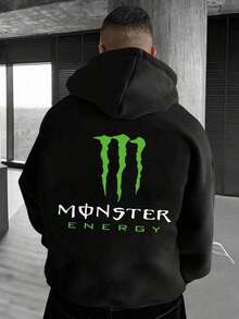 Off Road Motorcycle  Sweatshirt, Green Monster Paw Print Double-Sided Pattern Off-Road Vehicle Hooded Sweatshirt, Men's Casual Sports Hooded Sweatshirt, Long Sleeved Hooded Sweatshirt, Suitable For Autumn And Winter Wear, Suitable For Both Men And Women, The Best GiftWarm And Comfortable - 黑色 - 查看 5
