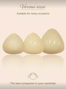 1 Pair Double-Sided Reusable Self-Adhesive Bra Pads, Thickened Invisible Bra Inserts, Waterproof For Swimming - Apricot - View 5