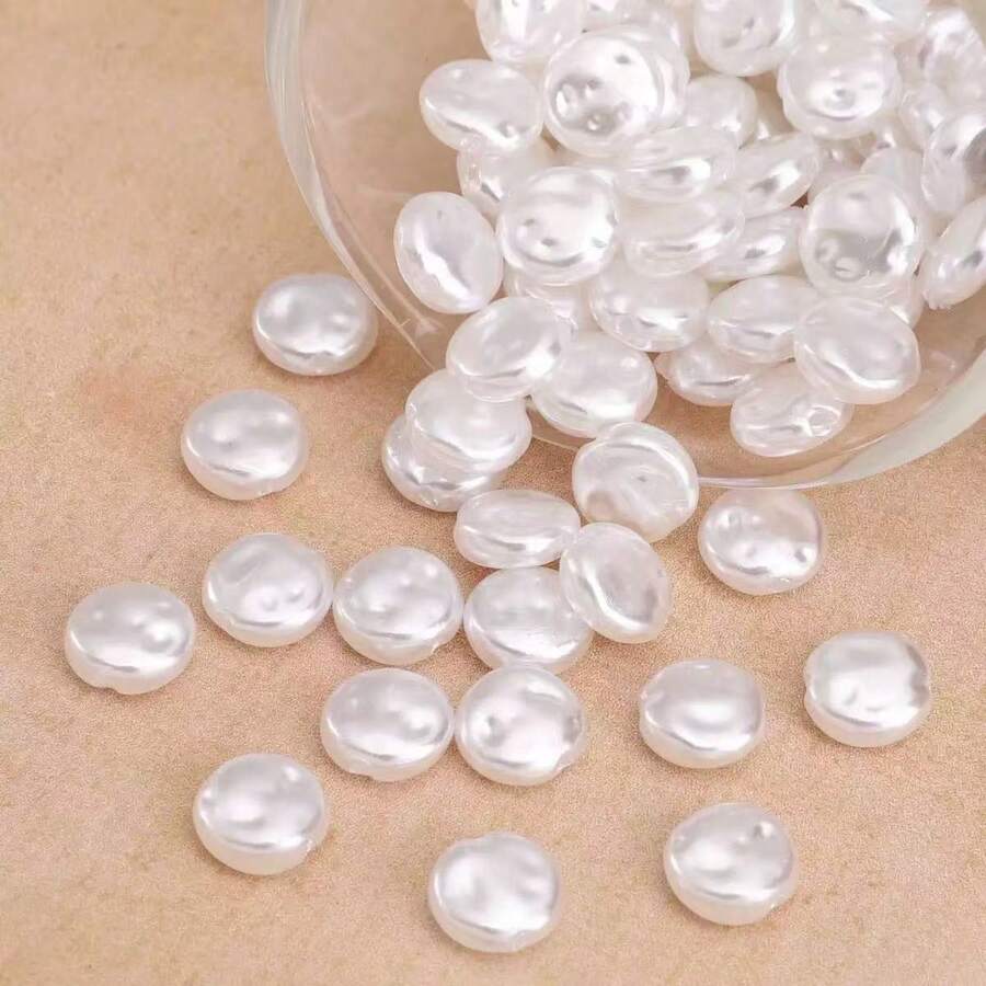 35颗不对称仿珍珠巴洛克风格散珠，DIY手机壳饰品配件、手链和耳环材料 - 白色 - 查看 1