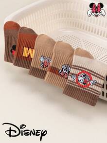 Disney 1/5 Đôi tất trẻ em họa tiết bong bóng, tất cao đến bắp chân kẻ sọc cổ điển thoáng khí, tất hoạt hình mềm mại và thân thiện với da, phù hợp cho bé trai và bé gái mặc hàng ngày, đi học, lễ Phục sinh, quà tặng mùa xuân/hè. - màu nâu - Xem 4