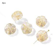 14毫米镀金梅花捷克玻璃珠，中心带孔，五瓣花瓣，DIY手工串珠手链，发夹材料 - 彩色 - 查看 13