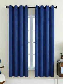 1 Panel Solid Color Curtain Fabric. The Curtain Can Block Sunlight And UV Rays, Insulate Against Summer Heat And Winter Cold, Balance Room Temperature, And Reduce Energy Costs. It Can Also Reduce External Noise And Protect Your Privacy, Creating A Good Working And Sleeping Environment. Each Curtain Has 6-8 Silver Metal Grommets At The Top. Easy To Match With Standard Curtain Rods. Simple To Hang And Slide Smoothly. Suitable For Office, Bedroom, Living Room. - Royal Blue - View 13