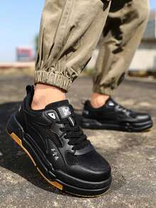 Chaussures de sécurité pour hommes et femmes, chaussures de travail extérieures à embout en acier, chaussures de sport basses printemps/été, chaussures de sécurité anti-écrasement et anti-perforation, respirantes et confortables, noires et blanches, pour la protection des travailleurs de la construction industrielle en extérieur. - Noir - Voir 3