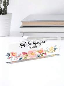 Custom Acrylic Name Plate Personalized Floral Desk Nameplate Custom Text Office Desk Sign For Women Boss Coworker Gift. Personalized Acrylic Desk Nameplate Custom Text Floral Office Name Sign For Home Office Business Teacher Boss Gifts. - Multicolor - View 19