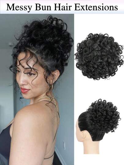 凌乱发髻弹力抽绳松散波浪卷发髻假发片合成发髻接发片派对女士日常使用