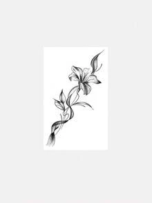 1 Sheet Of Tattoo Stickers With Flower Vine Patterns, Temporary Tattoo Stickers, For Arms And Back, Non-Reflective, Realistic Tattoo, Suitable For People, For Daily Use, Lasts3-5Days,Spine Tattoo,Sketch Style - Black - View 2