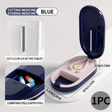 4-In-1 Pill Grinder And Dispenser, Includes Grinder And Storage Box - Portable Mini Pill Box, Suitable For Tablets/Capsules, Can Split Tablets In Half And Grind Into Powder, Ideal Home Medication Solution, Practical And Portable Pill Grinder. - Multicolor - View 3