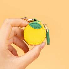 CHARM INFINITE Ví đựng tiền xu hình quả chanh mini tròn, móc khóa, túi nhỏ có khóa kéo, phụ kiện hình trái cây dễ thương. - Màu vàng - Xem 10