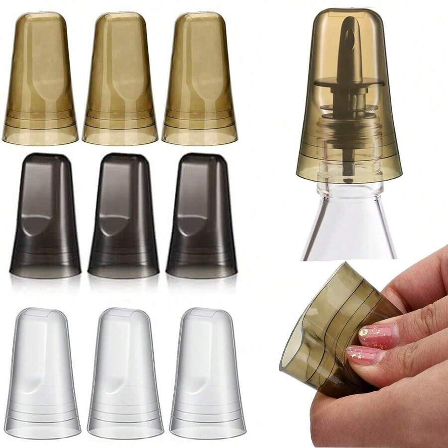 4個防塵蓋,通用傾倒蓋,半透明葡萄酒瓶傾倒防塵蓋,家用廚房工具塑膠傾倒蓋 - 彩色 - 查看 1