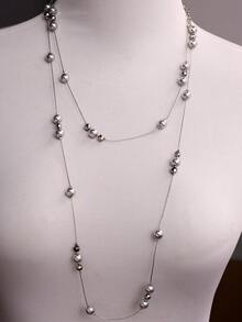 1pc Asymmetrical Long Beaded Necklace, Minimalist Charming Layered Clavicle Chain, Sweater Chain Suitable For Daily & Vacation Wear - Multicolor - View 4