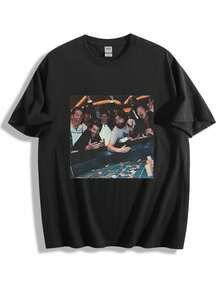 Vintage The Hangover Playing Poker Crewneck T-Shirt, Funny TheHangover Movie Tee Gift For Boyfriend Menswear Top Streetwear,Loose-Fit Unisex Style T-Shirts,Fashion,Y2K Doodle Style, Plus Size Fall Clothes, Casual Commuting Versatile Design, Daily Streetwear,Y2k T-Shirt,All Match T-Shirt,90s Vintage T-Shirt - 黑色 - 查看 10