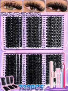 Queenice 18片装假睫毛套装，包含自然纤细、浓密丰盈、猫眼和日常佩戴款式，大容量可重复使用，附赠睫毛胶和眼部工具，适合日常妆容、约会、派对、婚礼等场合，佩戴方便，提升眼部魅力，适合所有眼型，打造百变妆容。 - 黑色 - 查看 6