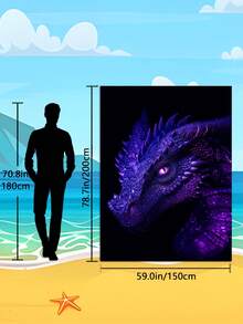 1 pieza Toalla de playa con patrón de dragón escamado morado sobre fondo negro, disponible en múltiples tamaños. Características: secado rápido, suave, portátil, de moda, a prueba de arena, súper absorbente, hecha de material de microfibra. Estilos: bohemio, tropical, retro, humorístico, yoga, picnic, protección UV. Adecuado para la playa, la piscina y actividades al aire libre; equipo de viaje esencial para camping, yoga, gimnasio, deportes y natación. Unisex. - A - Ver 11