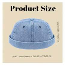 Brimless Caps for Men Vintage Denim Hat Rolled Cuff Docker Brimless Hat Sailor Beanie for Hip Hop Dancing Watch Cap - como en la foto - Ver 3