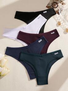 5pcs/Pack Women's Colorful Ribbed Comfortable Breathable Low-Waist Sexy Panties - Multicolor - View 2