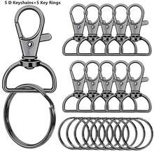 5/10/20/30/45/60pcs D-Shape Swivel Hooks Keychain Clips With Keyring, Hardware For Keychain, Lanyard, Wallet DIY Crafts - Keychain With Ring - View 32