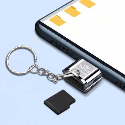 1pc Mini Type-c To Tf Card Reader Converter For Camera, Driving Recorder, Etc.