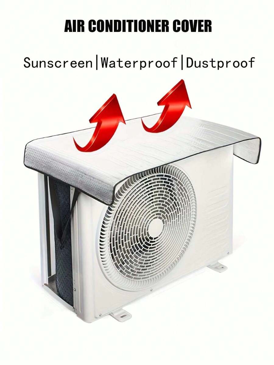 Outdoor Air Conditioner Dust Cover With Rain Shield And Sun Visor, All-Weather AC Unit Cover, Dual-Layer Design, Breathable, Easy Installation, Suitable For Home Use, UV Protection, Waterproof, Dustproof, Applicable For Patio, Outdoor AC Unit, Central AC Outdoor Unit Insulation Pad, Easy Installation, Suitable For Central AC Unit